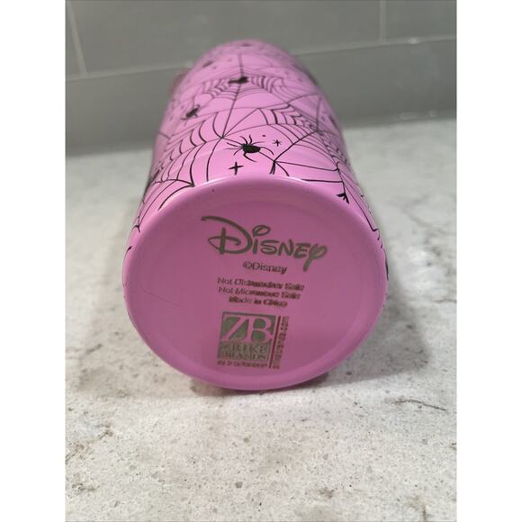 MICKEY MOUSE Disney Pink Black Spider Web Steel Tumbler 30oz Cup Straw Halloween - Picture 3 of 3